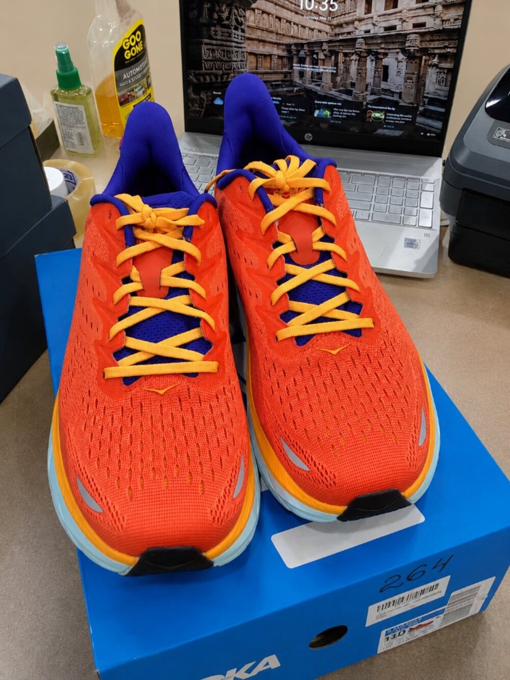 HOKA One Clifton 8 Men’s Running Shoes Orange Athletic Sneakers - Picture 5 of 7